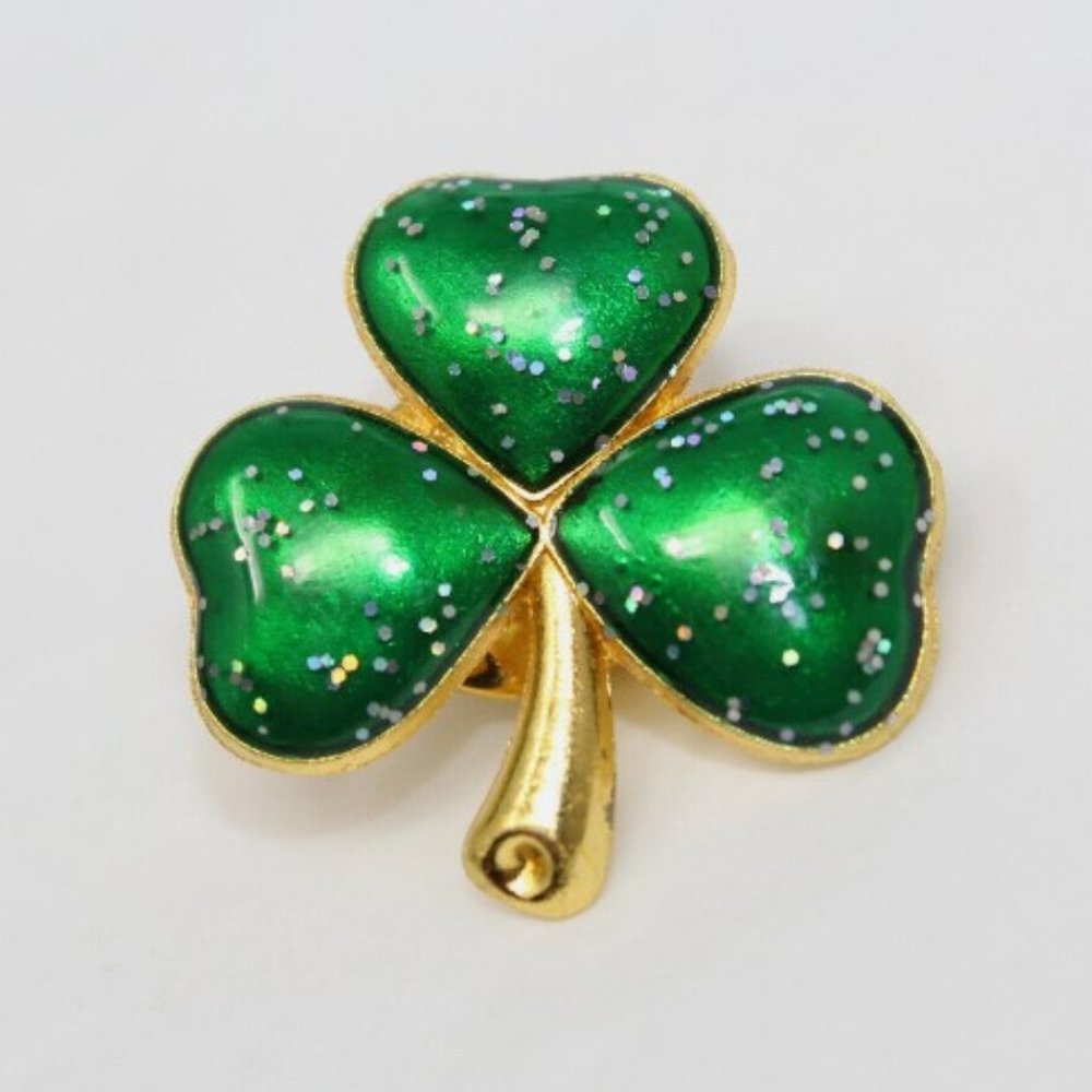 Glitter Shamrock Pin